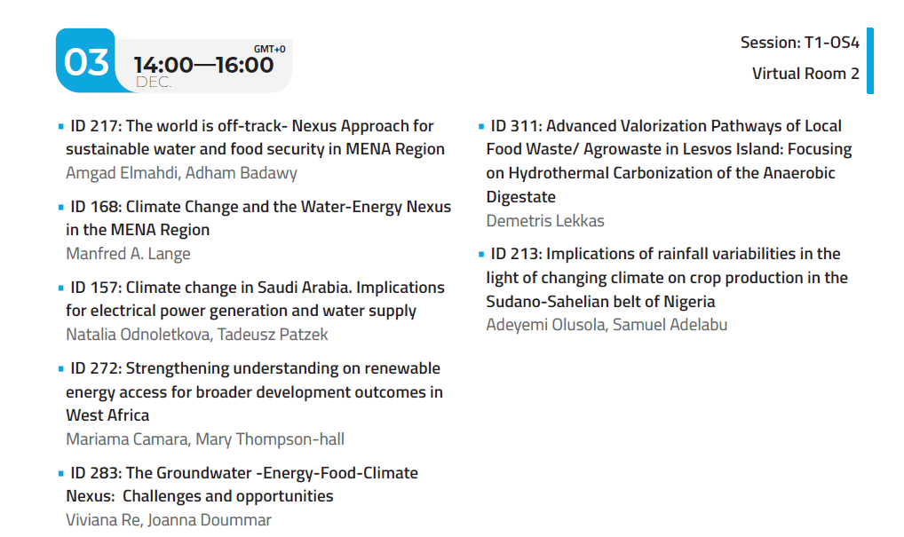 Conferenza Water Energy Nexus - Khadija Amji,  Ambienthesis